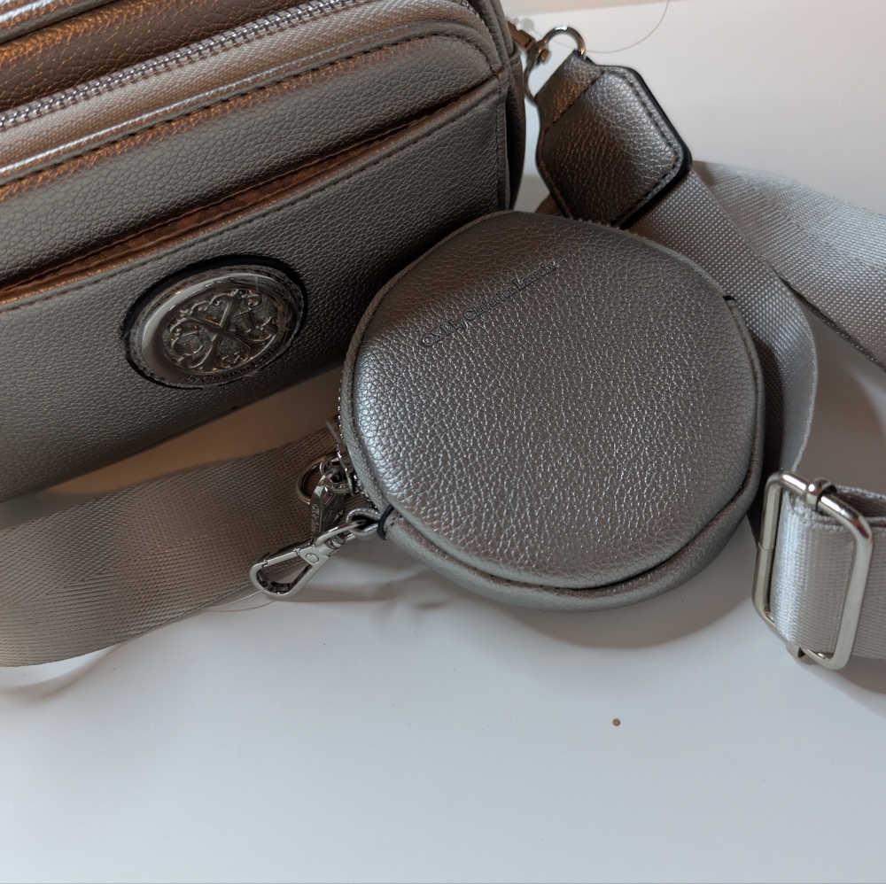 โจ CXL by Christian Lacroix EVE Pebble Camera Bag w/ Detachable Mini Zip โ Pewter - Picture 5 of 11